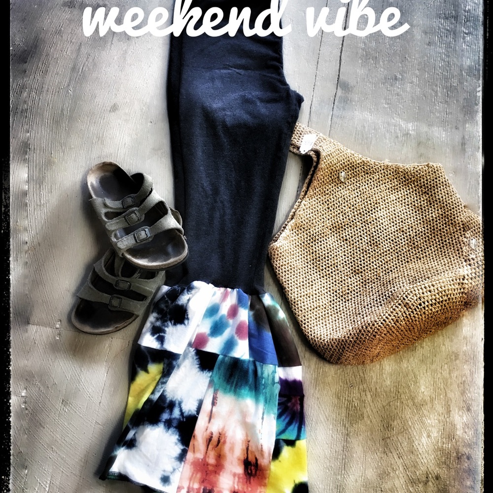 One of a kind tie dye bell bottom yoga pants